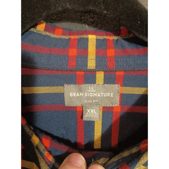 LL Bean Signature Oxford Plaid Mens Shirt XXL Slim Fit Casual Work wear - Picture 2 of 7